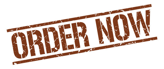 order now brown grunge square vintage rubber stamp