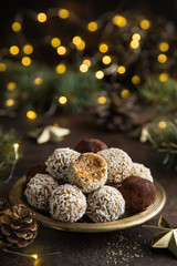 healthy raw dates and coconut candies balls