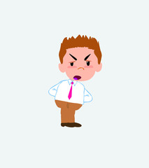Businessman in casual style is slightly angry.