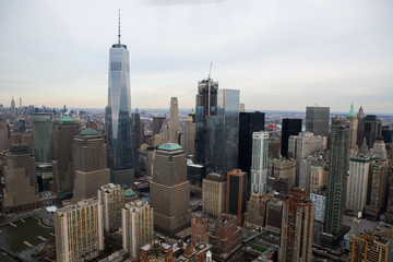 Aerial View of New York Downtown Skyline and the Freedom Tower