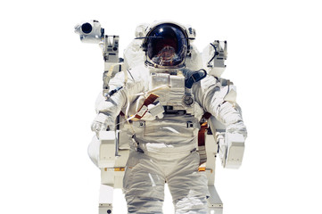 isolated astronaut flying in space. Elements of this image furnished by NASA f © Mihail