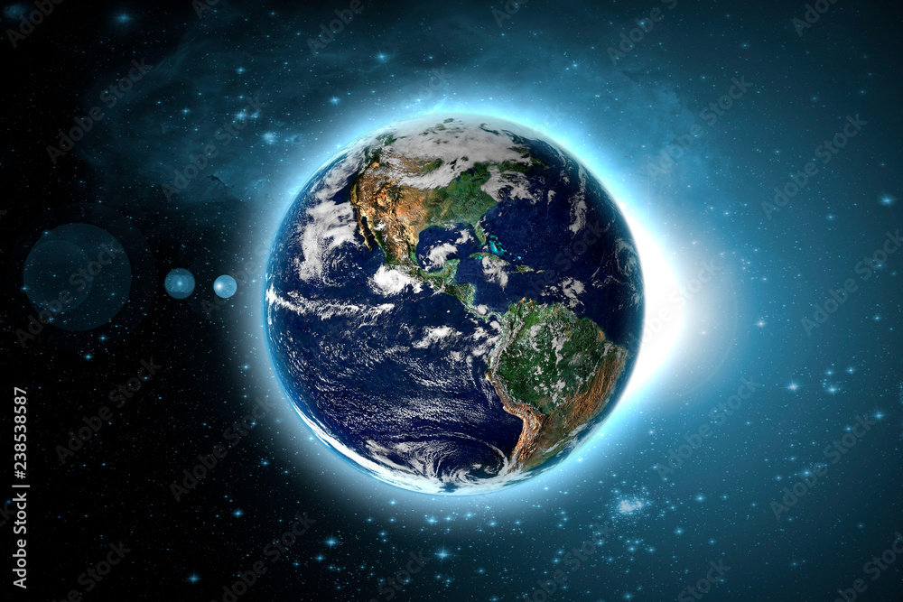 Wall mural planet earth with glow circuit in outer galaxy space. elements of this image furnished by nasa f