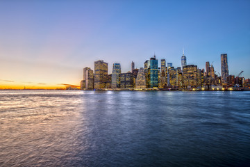 Fototapeta na wymiar Downtown Manhattan at Sunset