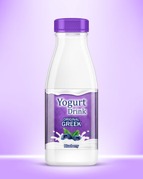 Fresh and Natural Blueberry Yogurt. Vector illustration.