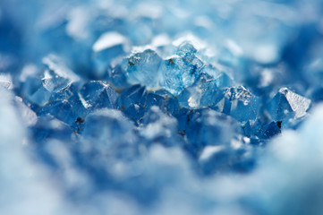 Beautiful texture of Blue crystals. mineral its blurred natural background. Winter Beautiful background. Macro
