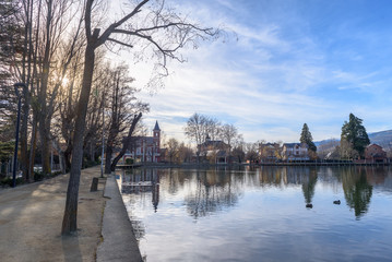 Lake in the Schierbeck Park , Puigcerda in Cerdanya, Girona, Catalunya, Spain.