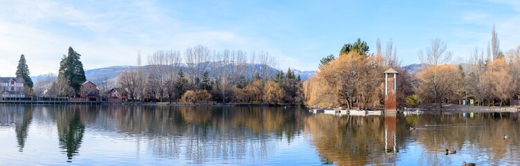 Fototapeta na wymiar Lake in the Schierbeck Park , Puigcerda in Cerdanya, Girona, Catalunya, Spain.