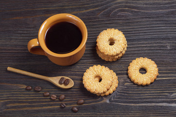 Cup of coffee and shortbread cookies