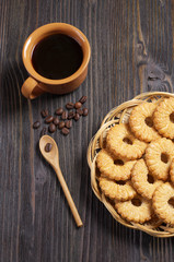 Shortbread cookies and cup of coffee