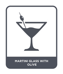 martini glass with olive icon vector