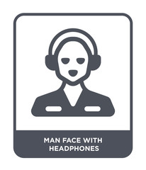 man face with headphones icon vector