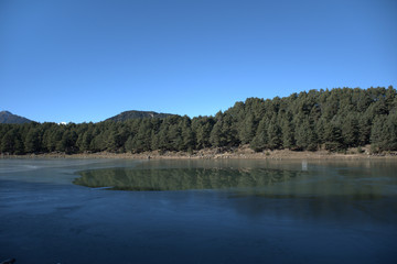 Lago helado en Andorra. 