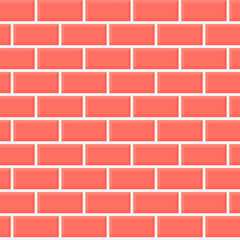 Tile coral brick. Seamless ceramic brick wall texture. Vector illustration. 