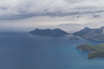 Bad weather on tropical beach