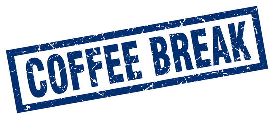 square grunge blue coffee break stamp