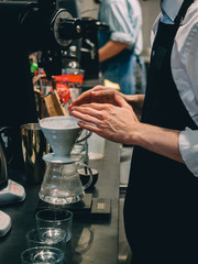 Making pour-over coffee with a hario V60 dripper