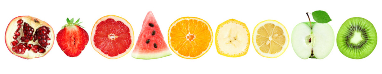 Fototapeta Collection of fruit slices isolated on white obraz