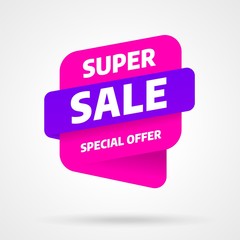 Sale banner template design, Super sale special offer. End of season. Vector illustration.