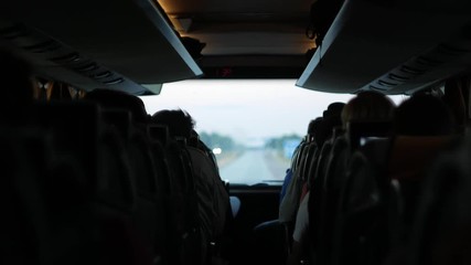 Travel by bus. Inside the cabin