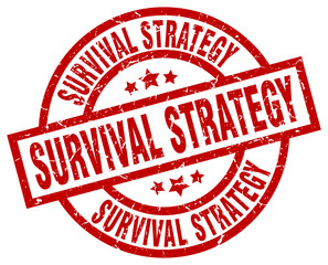 survival strategy round red grunge stamp