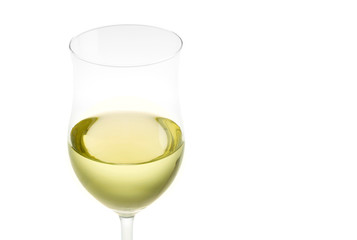 glass of wine on white background