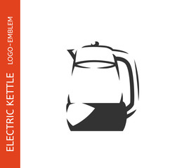 Electric kettle logo - emblem design on white background, vector illustration