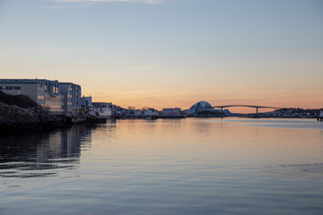A cold winter day Bronnoysund harbor Northern Norway