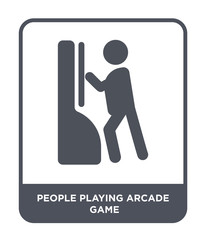 people playing arcade game icon vector