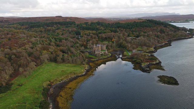 Flying over the beautiful west coast close to Dunvegan Castle - Scotland