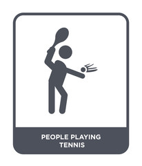 people playing tennis icon vector