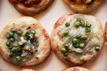 Freshly baked mini pizzas сocas