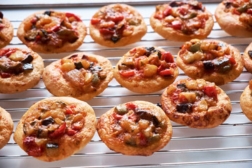 Freshly baked mini pizzas сocas