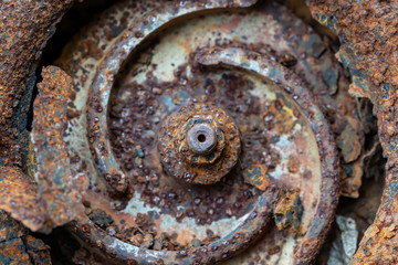 Rusty nut and bolt in water pump