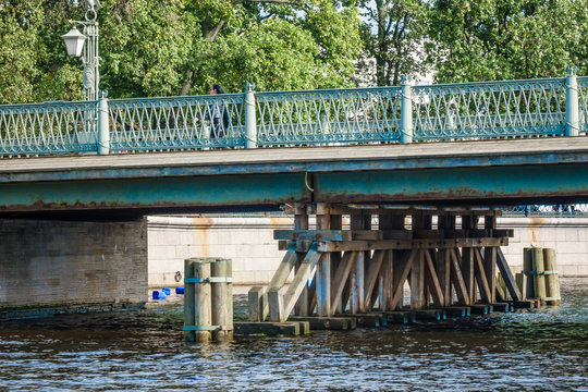 Bridge Over Distributary Of Neva River, St Petersburg, Russia