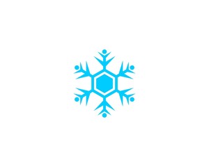 People vector icon, snow design round web blue button. 
