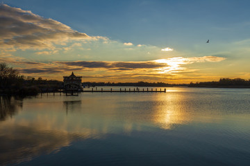 Fototapeta premium sunset on the lake