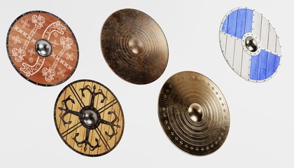 Realistic 3d Render of Viking Shields