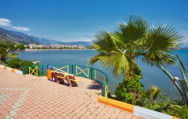 Obraz premium Quay along the pier in Finike, Antalya province.