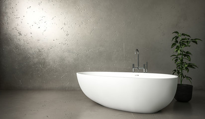 Contemporary polished concrete bathroom and tub