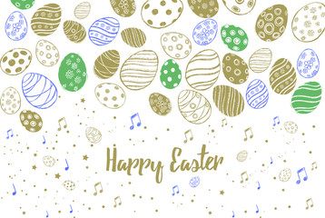 Doodle decorative eggs and elements for Easter. 