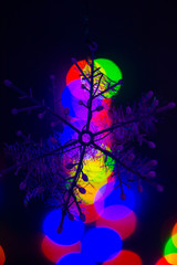 Christmas lights bokeh snowflake snow
