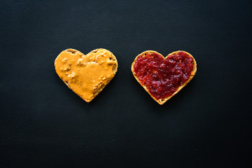 Heart shaped peanut butter sandwich