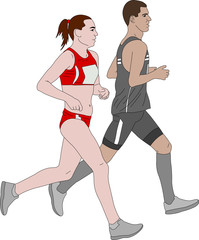 Fototapeta na wymiar marathon runners couple illustration