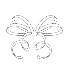 Bow. Thin tied ribbon. Outline icon