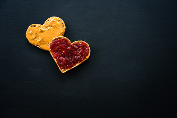 Heart shaped peanut butter sandwich