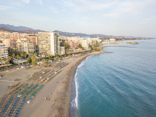 Fototapeta na wymiar Aerial view of beach and architecture in Marbella, Andalusia, Spain
