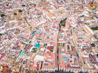 Aerial view of houses in the city center of Cordoba, Spain