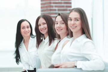group of successful business woman sitting in office hall.photo with copy space