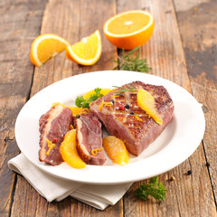 grilled duck fillet and orange