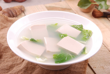Vegetable soup in hot spring water